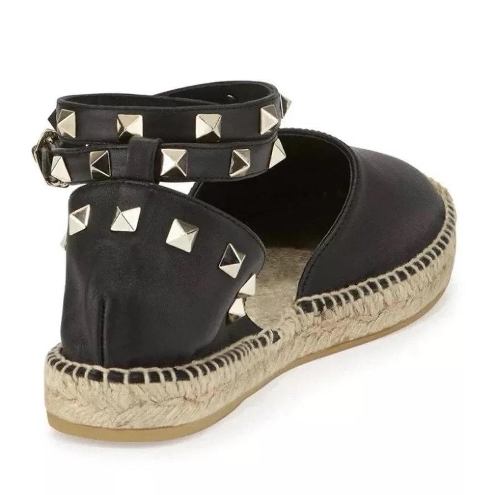 Ash Zania d'Orsay Esapdrilles Black Studded Leather Size 39 MSRP $298